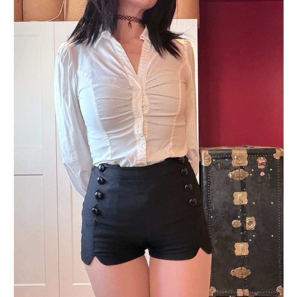 white fitted button down shirt one piece